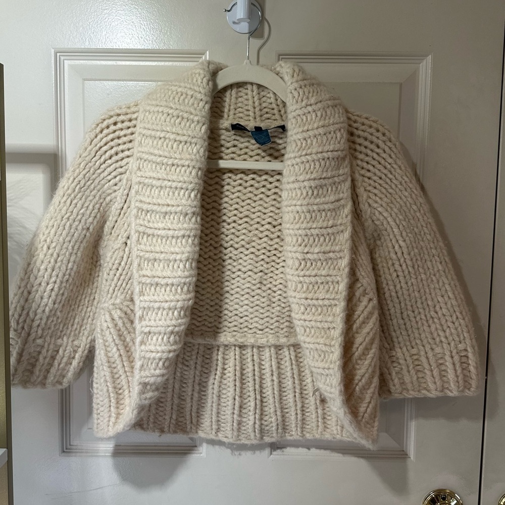 French Connection Wool Mohair Shawl Collar Chunky Knit Cardigan Sweater M